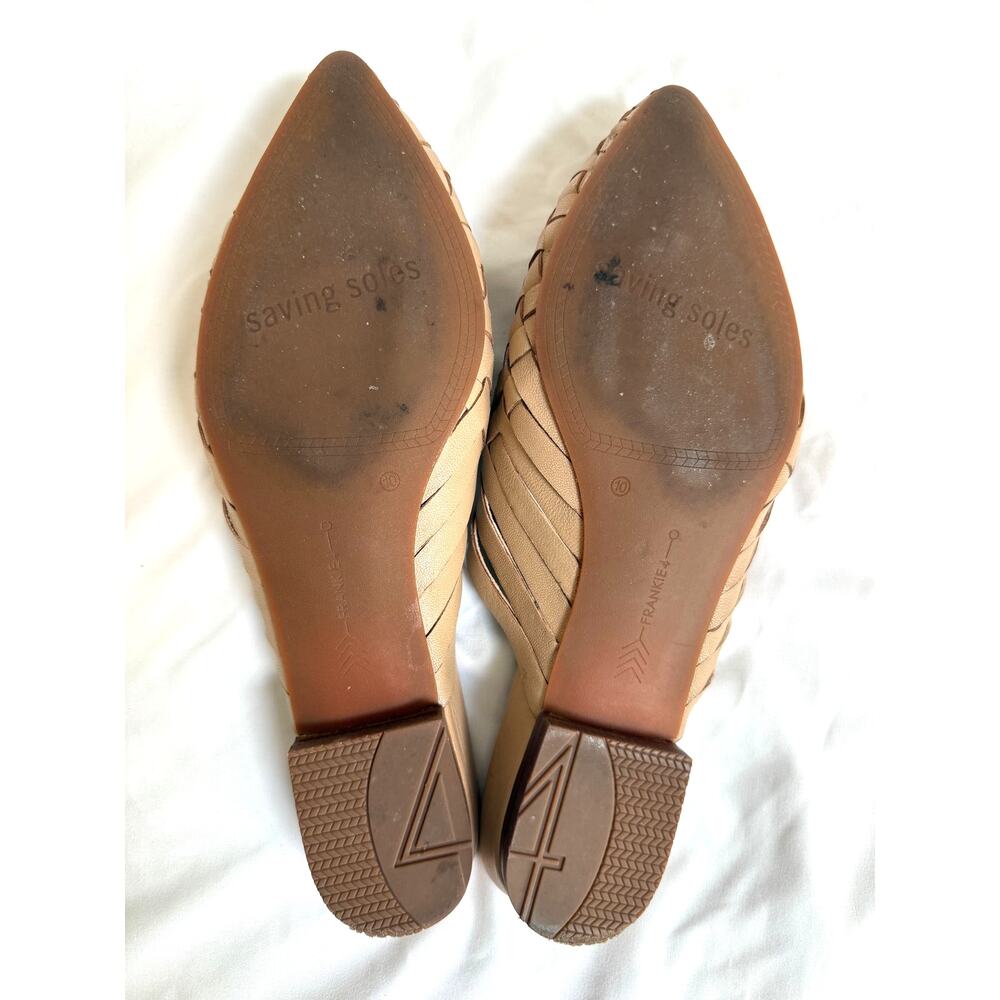 EUC Frankie4 Kass Woven Leather Mules Shoes, Biscuit Cream Tan, 10 - Picture 4 of 5